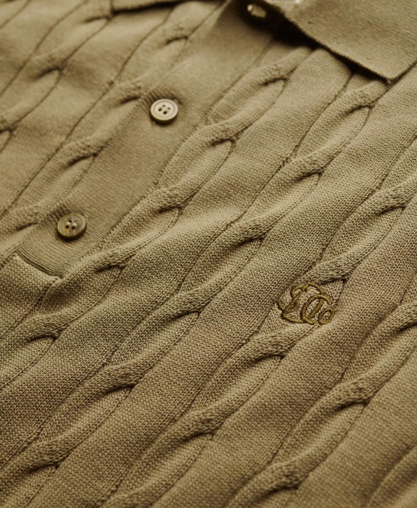 Camisa polo de manga curta com textura de tricô