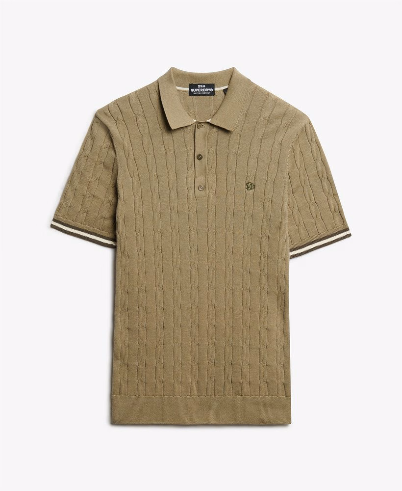 Camisa polo de manga curta com textura de tricô