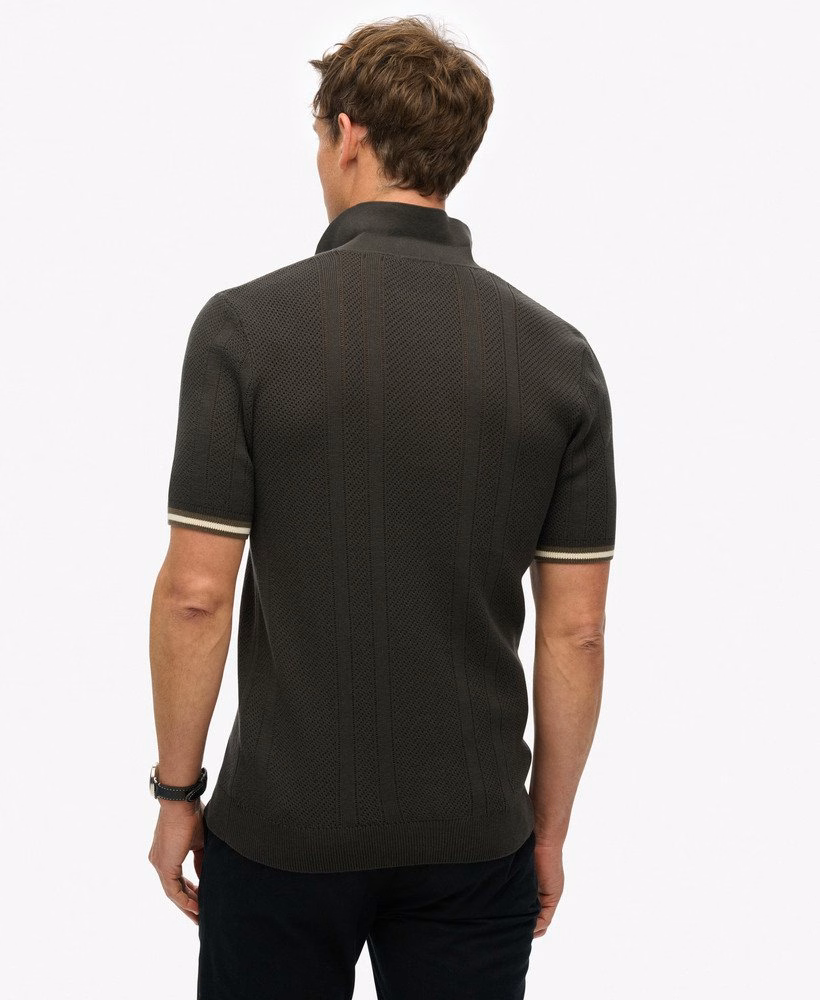 Camisa polo de manga curta com textura de tricô