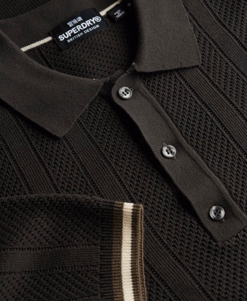 Camisa polo de manga curta com textura de tricô