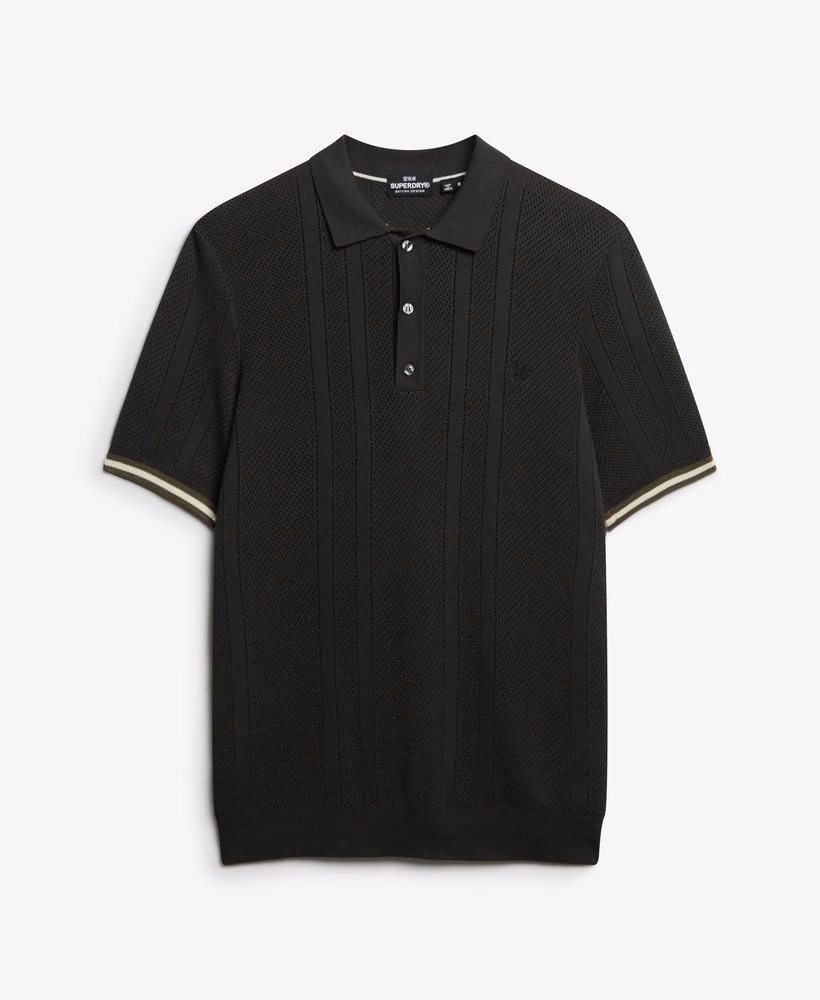 Camisa polo de manga curta com textura de tricô