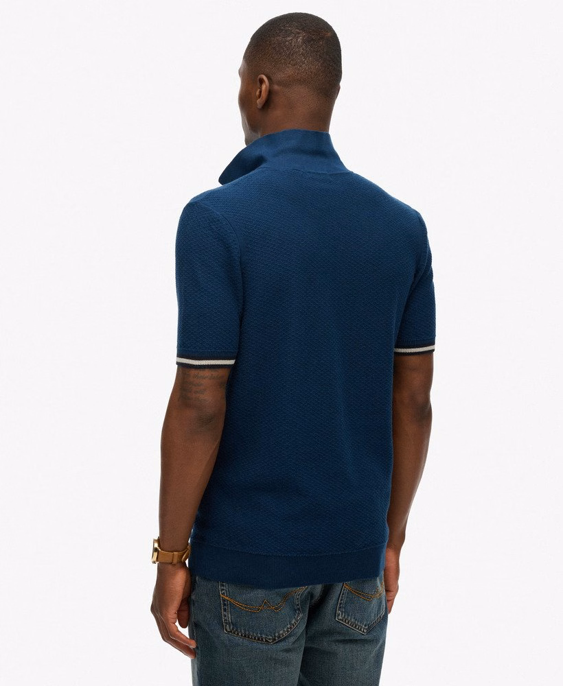Camisa polo de manga curta com textura de tricô