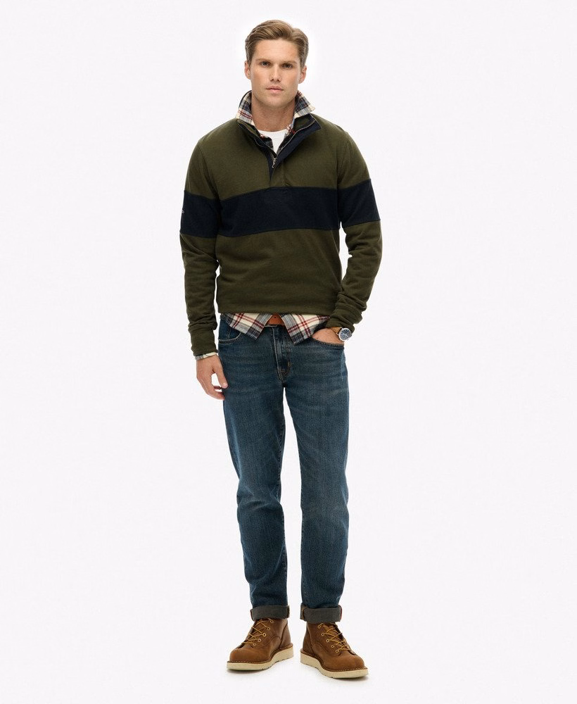Camisa clássica de rugby com meio zíper