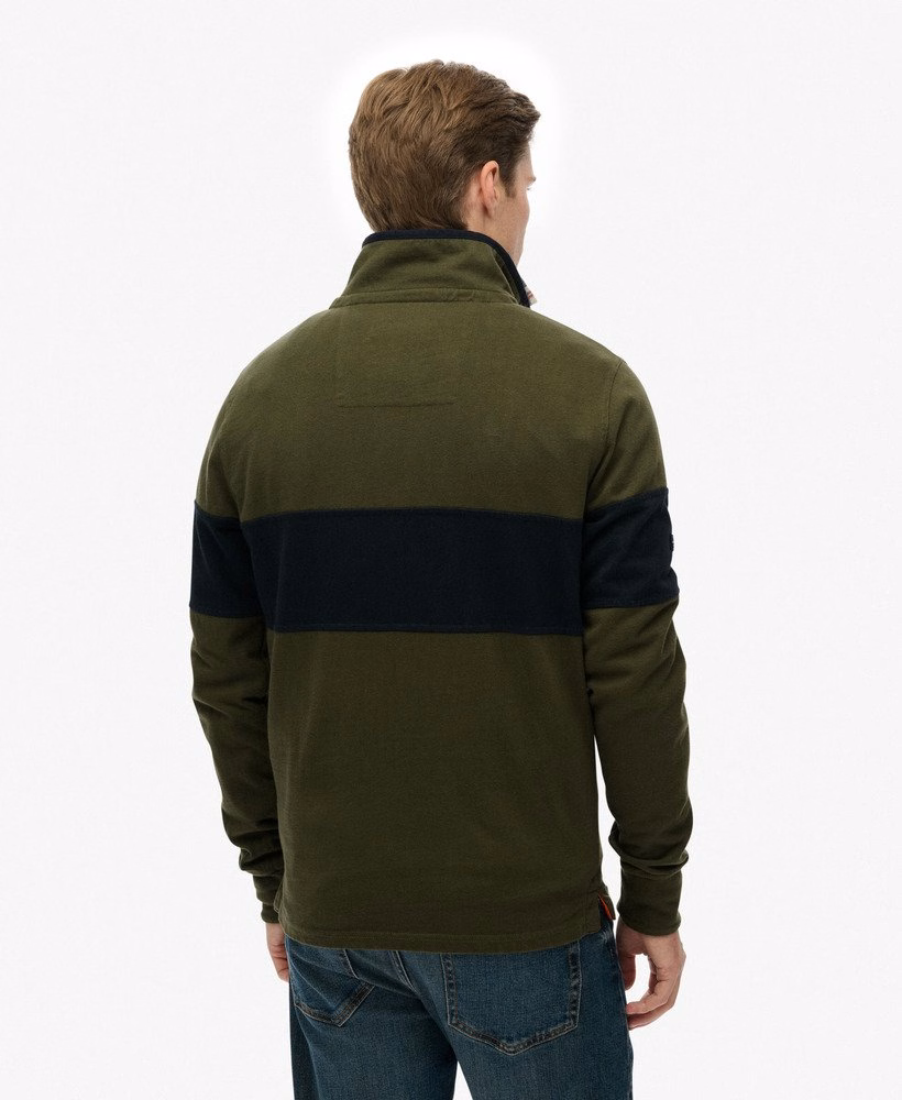 Camisa clássica de rugby com meio zíper