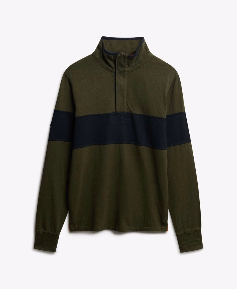 Camisa clássica de rugby com meio zíper