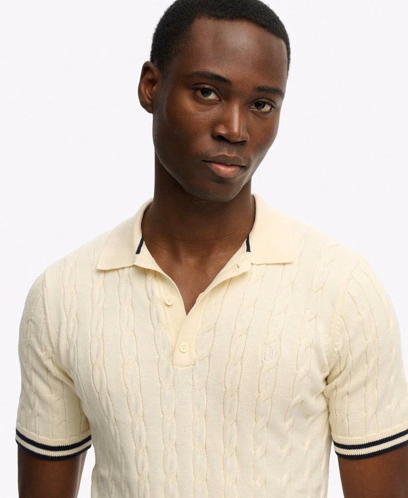 Camisa polo de manga curta com textura de tricô
