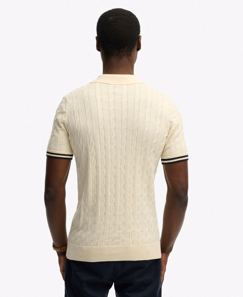 Camisa polo de manga curta com textura de tricô