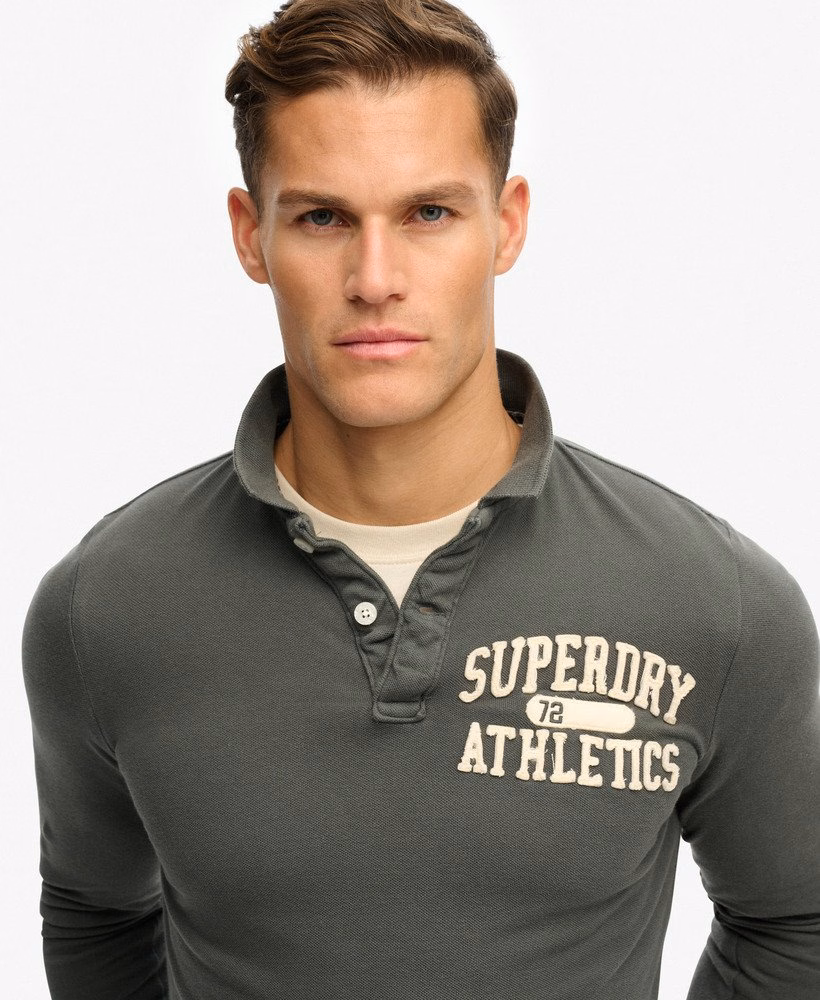 Camisa polo vintage esportiva de manga comprida