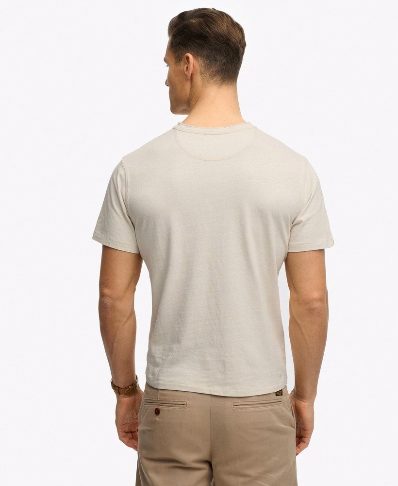 Camiseta Henley clássica de manga curta em algodão e linho