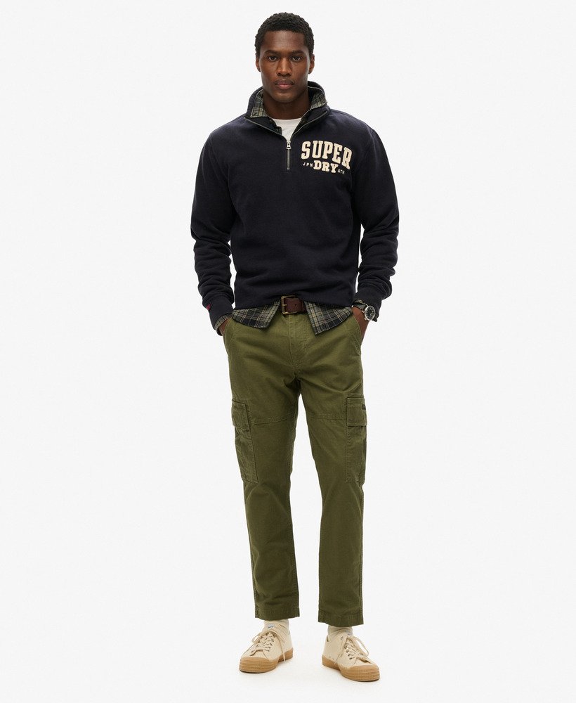 calça cargo em algodão orgânico na cor cáqui autêntico.