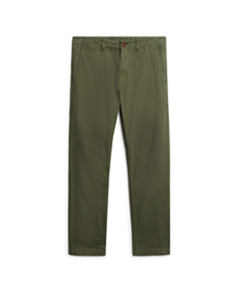 calça chino slim fit na cor verde-oliva da surplus goods