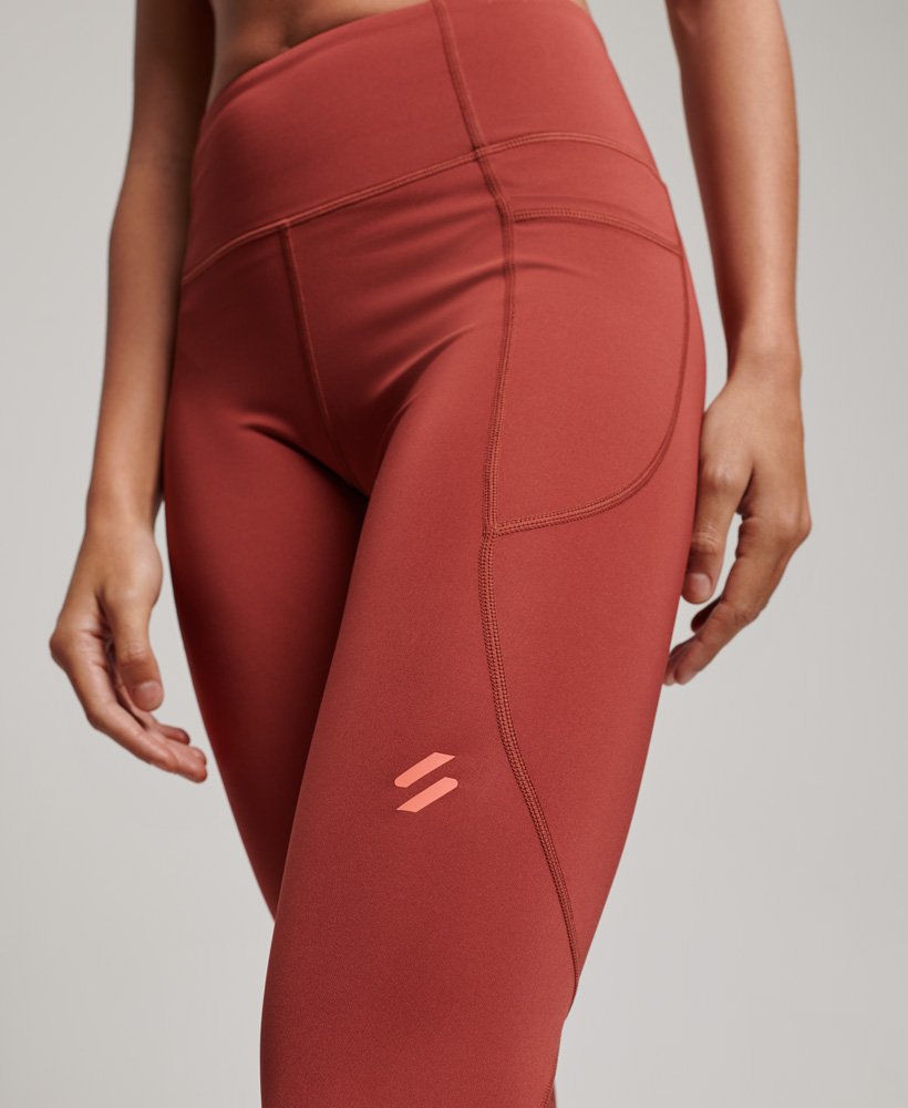 calça legging active mesh full length tight na cor marrom tijolo.