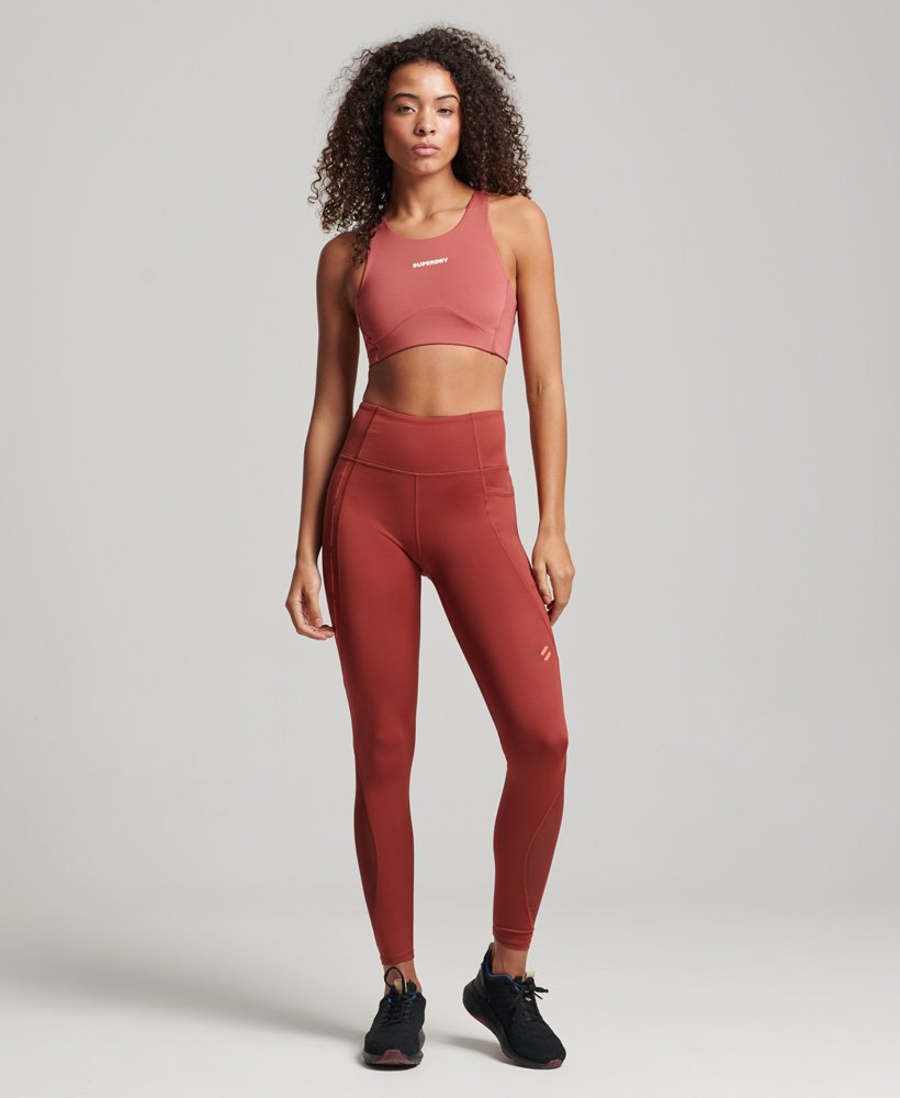 calça legging active mesh full length tight na cor marrom tijolo.