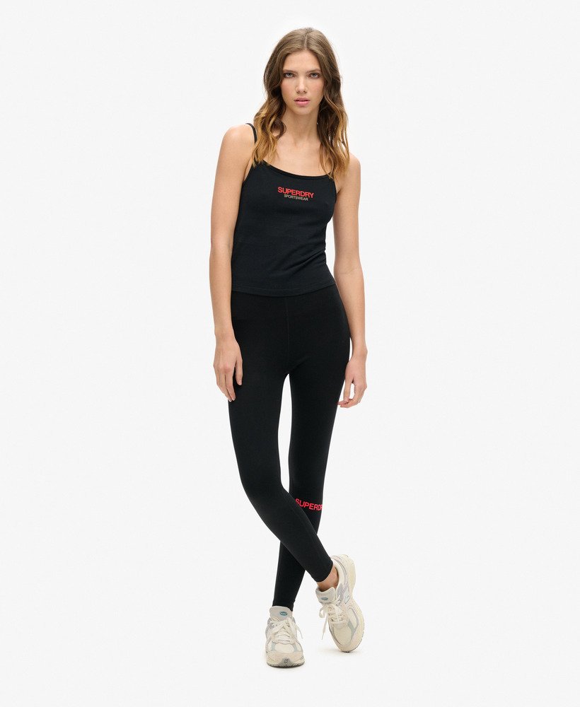 calça legging esportiva de cintura alta em pretorosa vibrante