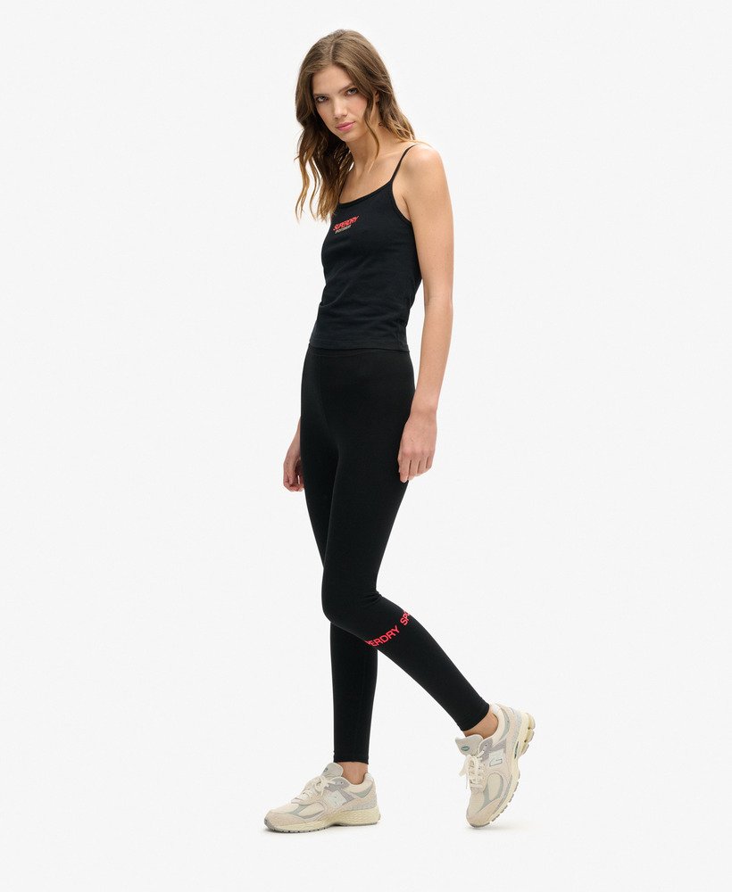 calça legging esportiva de cintura alta em pretorosa vibrante