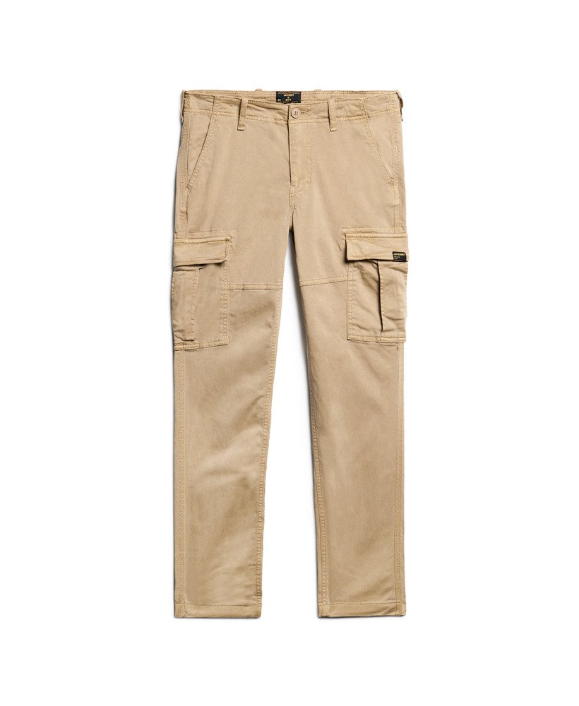 calça cargo slim de cintura média em tom marrom taupe lavado.