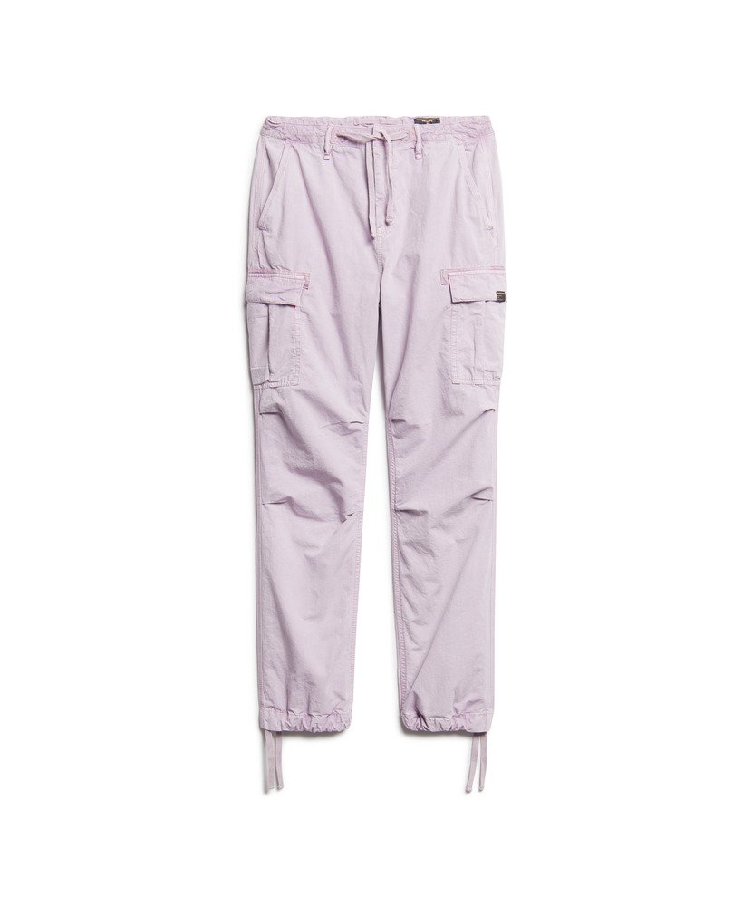 calça cargo para de cintura baixa em lilás suave