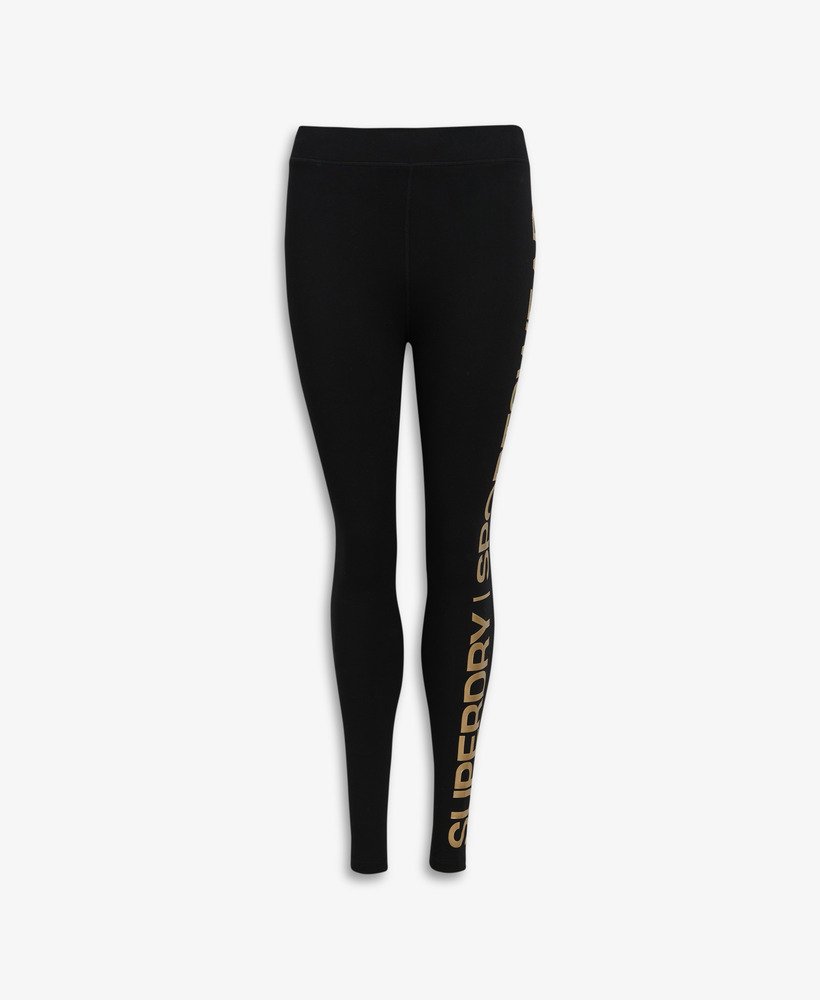 calça legging esportiva de cintura alta em pretobronze