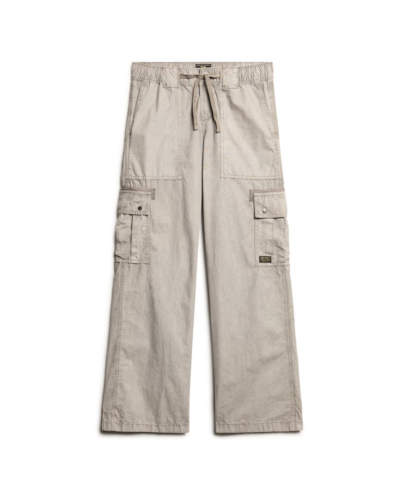 calça utilitária de cintura baixa em cinza opala