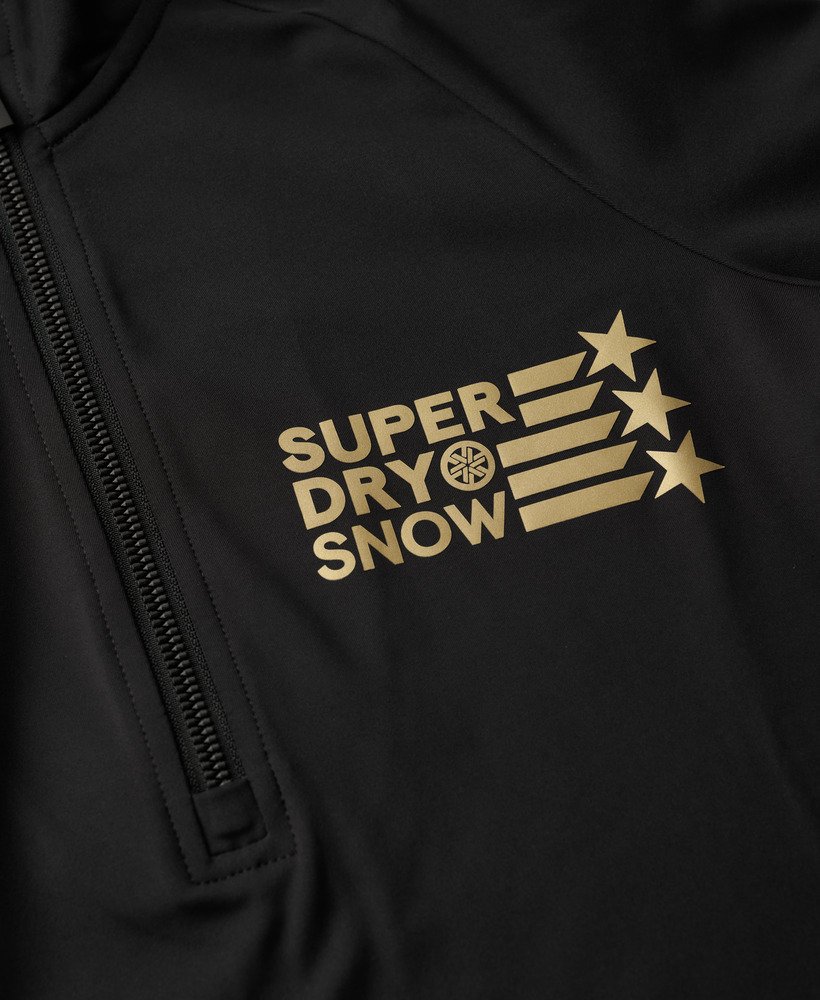 camiseta térmica ski logo com meio zíper na cor preta.
