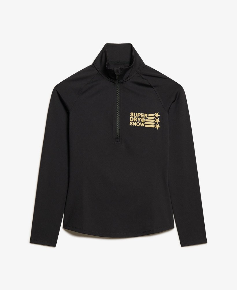 camiseta térmica ski logo com meio zíper na cor preta.