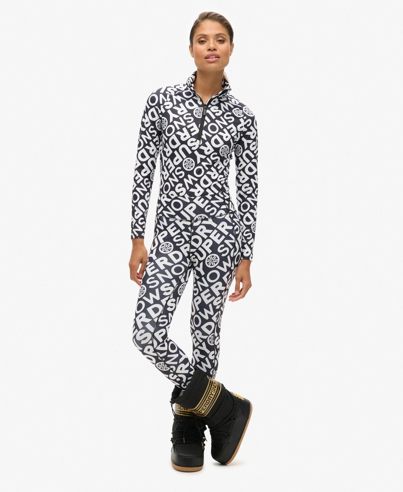 legging térmica para esqui na cor preta com monograma da superdry