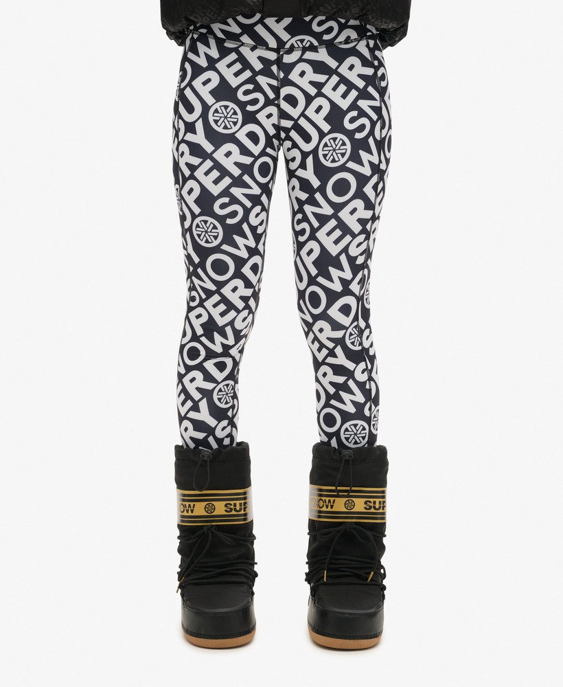 legging térmica para esqui na cor preta com monograma da superdry