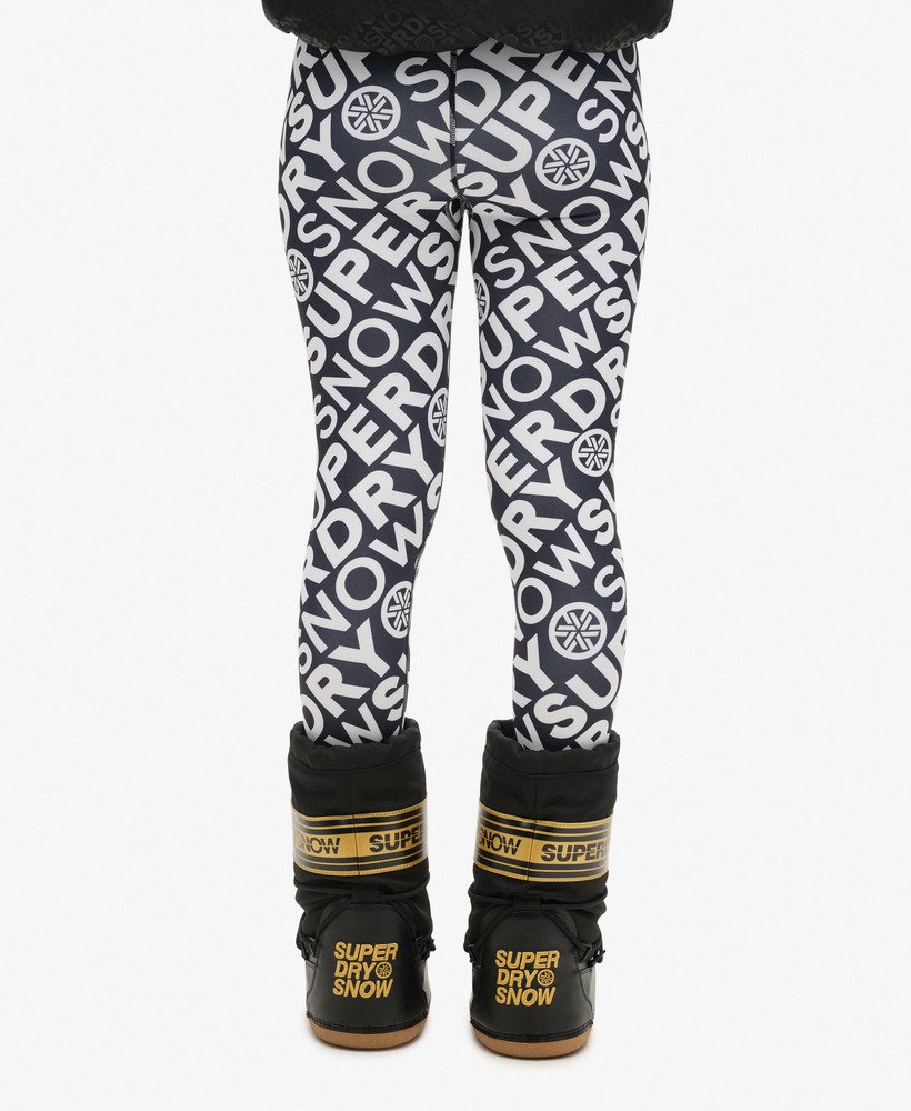 legging térmica para esqui na cor preta com monograma da superdry
