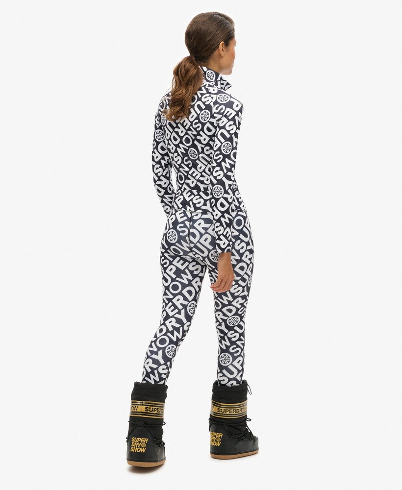 legging térmica para esqui na cor preta com monograma da superdry