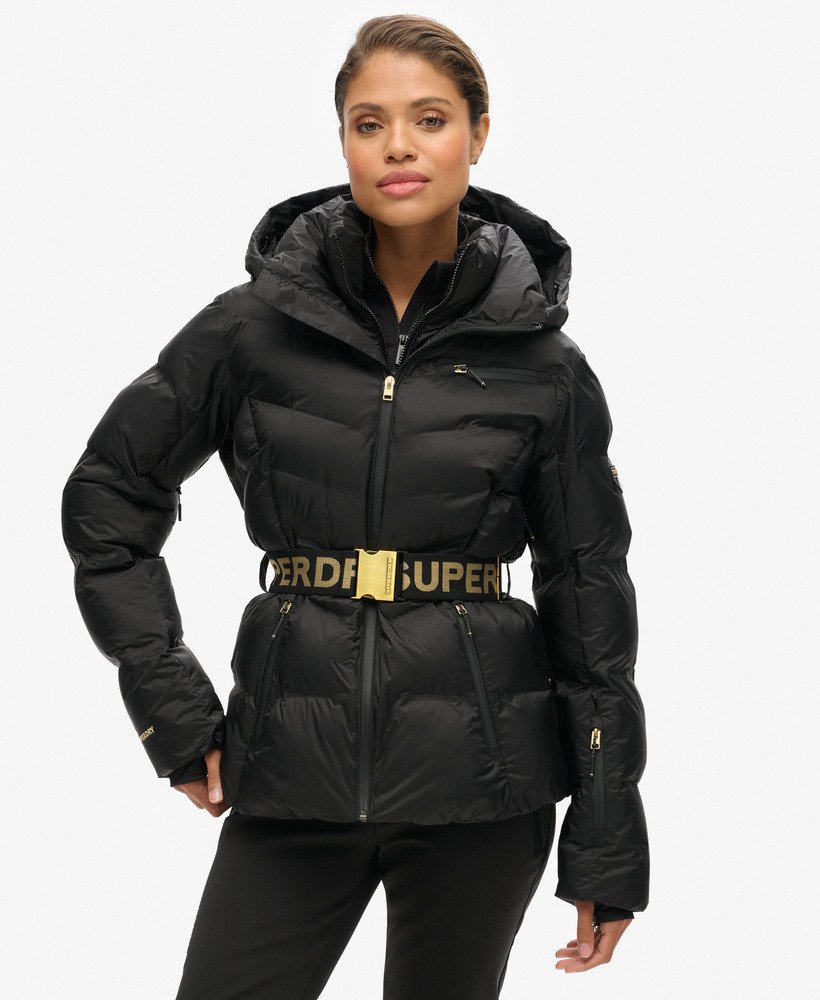 jaqueta puffer ski luxe na cor preta.