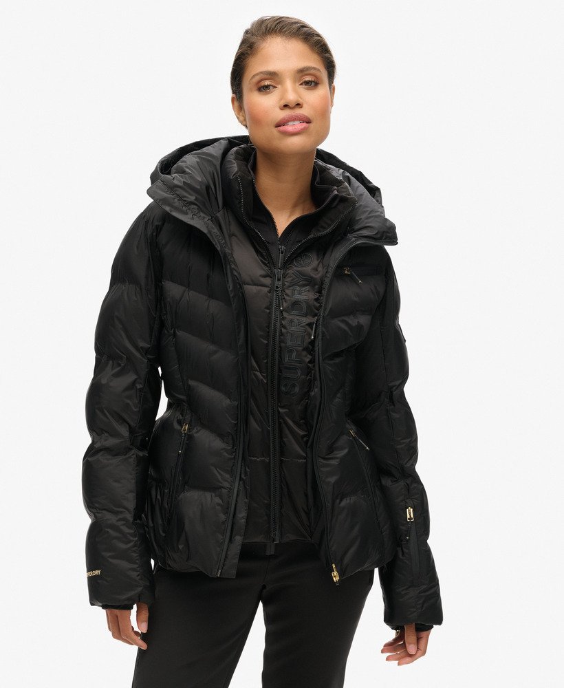 jaqueta puffer ski luxe na cor preta.