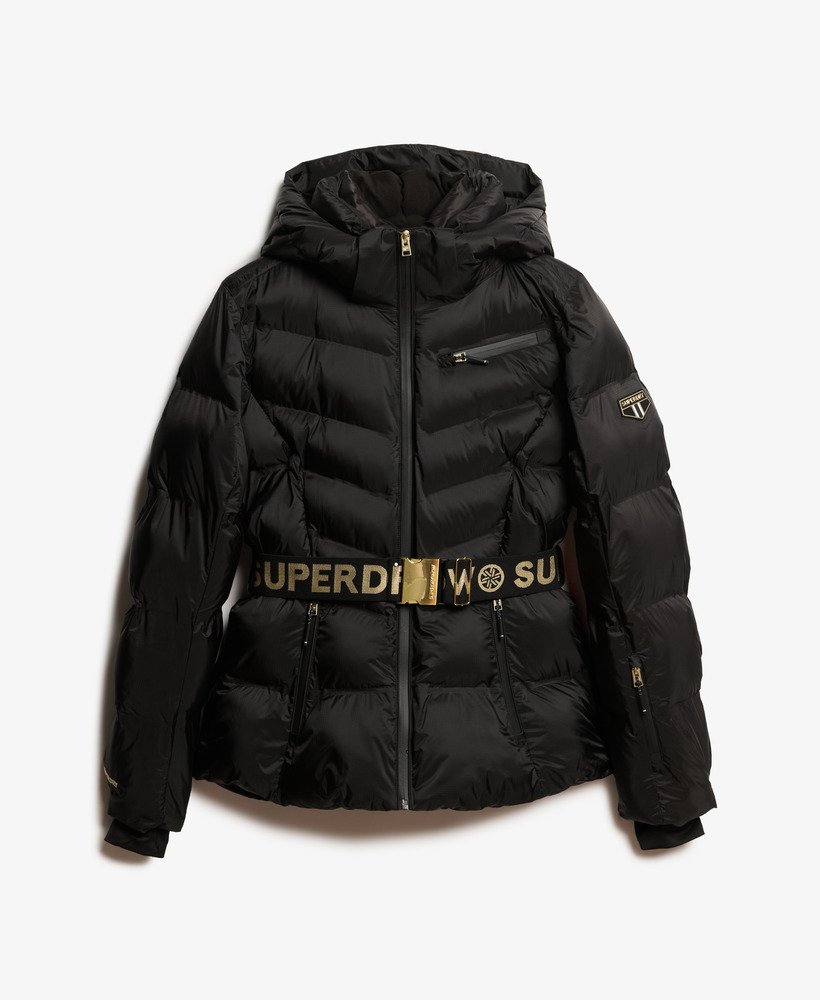 jaqueta puffer ski luxe na cor preta.