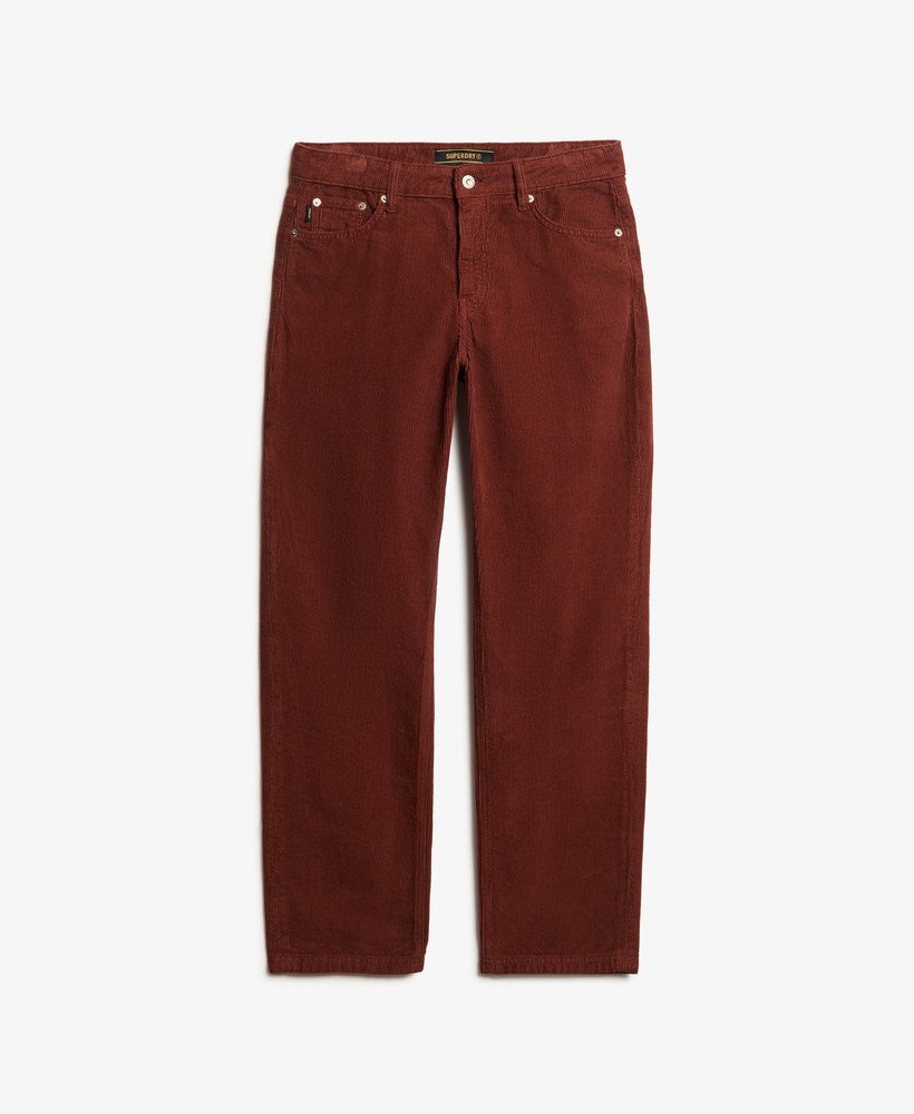 calça de veludo cotelê de perna reta na cor marrom vison