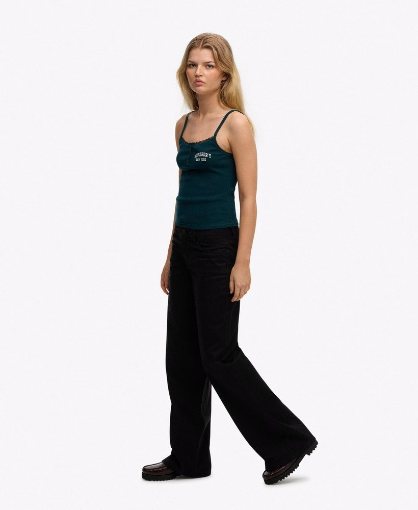 Calça chino folgada de cintura média