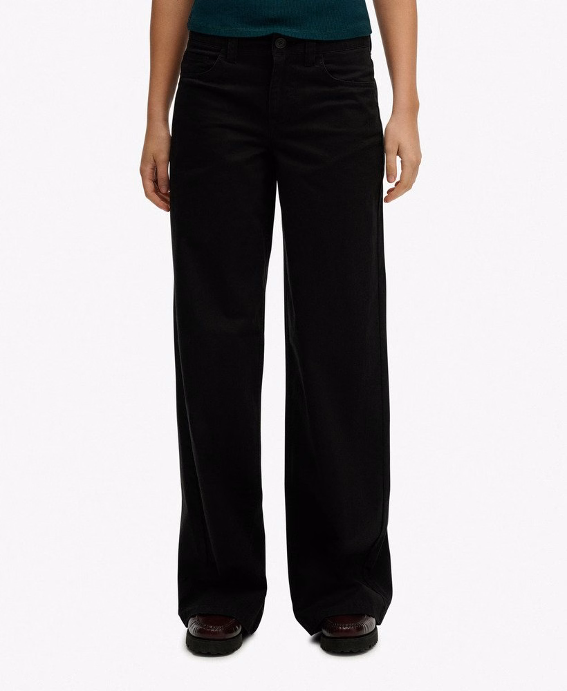 Calça chino folgada de cintura média