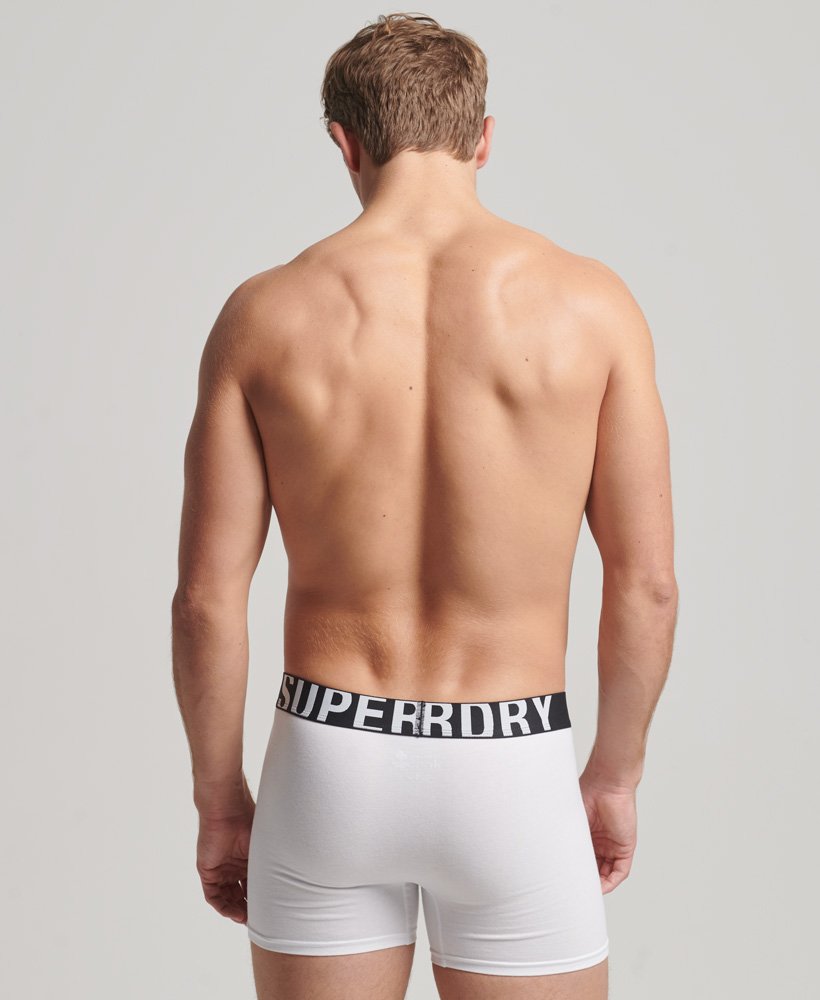 cuecas boxer de algodão orgânico com duplo logo pacote duplo nas cores pretobranco