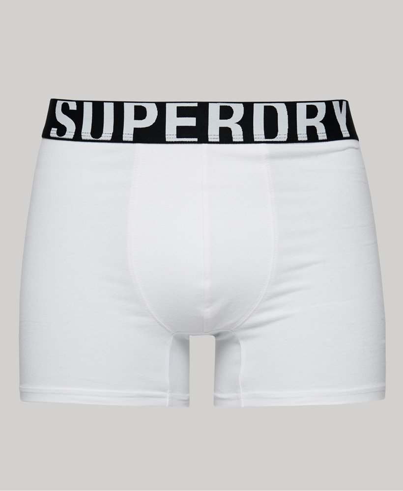 cuecas boxer de algodão orgânico com duplo logo pacote duplo nas cores pretobranco