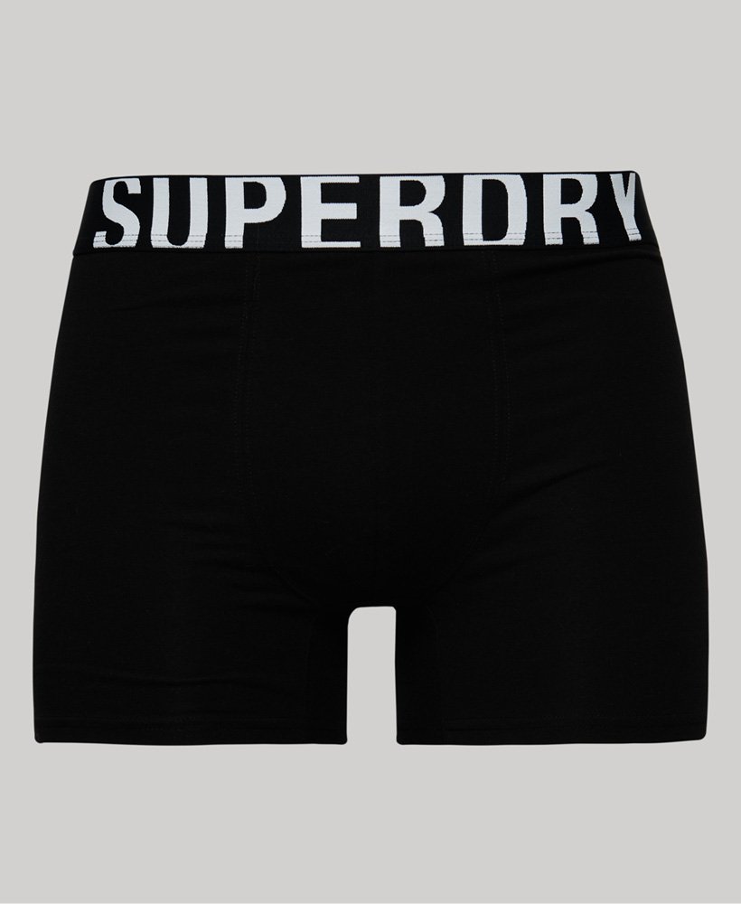 cuecas boxer de algodão orgânico com duplo logo pacote duplo nas cores pretobranco