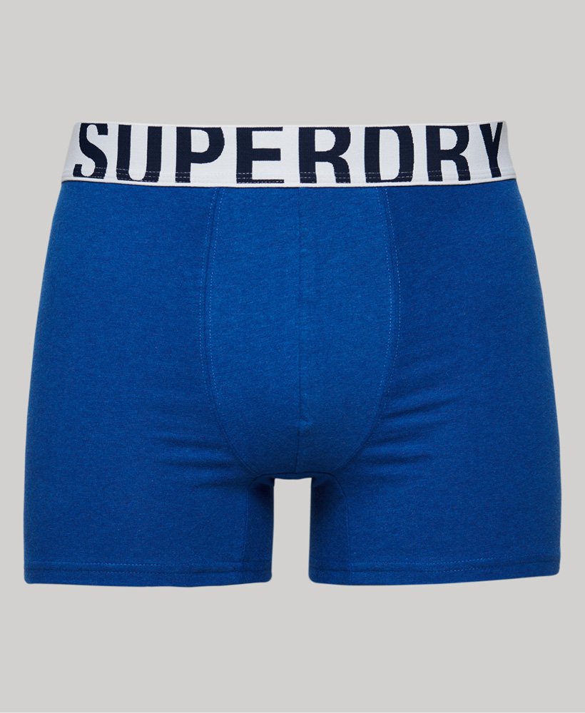 cuecas boxer de algodão orgânico com duplo logo pacote duplo nas cores mazarineamarelo náutico