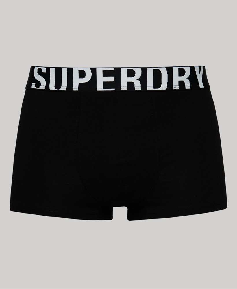 conjunto duplo de trunks em algodão orgânico com logo nas cores pretobranco