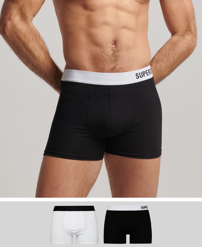 cuecas boxer offset em algodão orgânico pacote duplo nas cores pretobranco