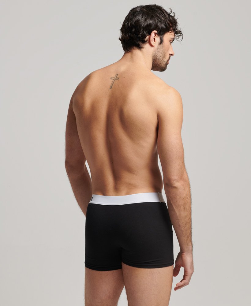 cuecas boxer offset em algodão orgânico pacote duplo nas cores pretobranco