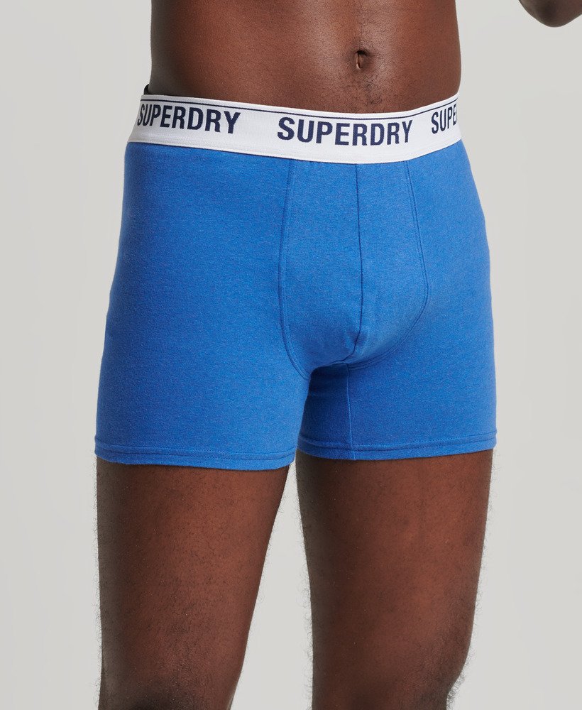 cuecas boxer de algodão orgânico pacote individual na cor azul marinho mesclado.