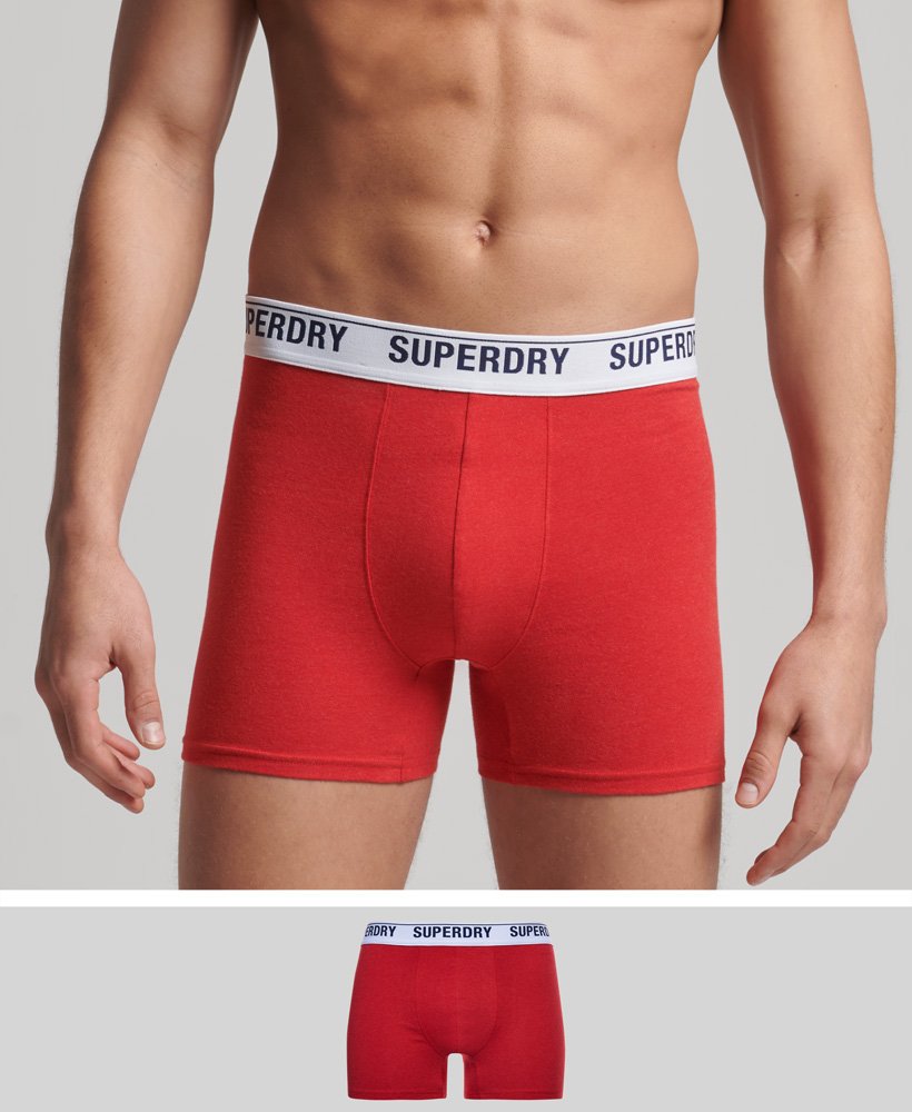 cuecas boxer de algodão orgânico pacote individual na cor vermelho mesclado.