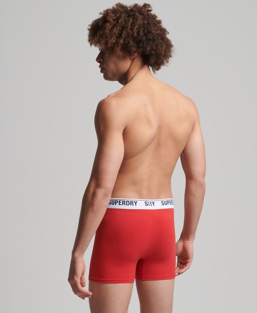 cuecas boxer de algodão orgânico pacote individual na cor vermelho mesclado.