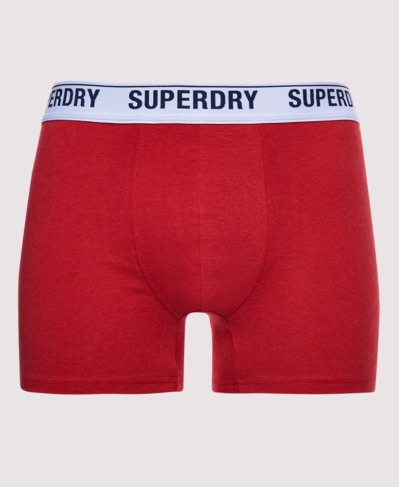 cuecas boxer de algodão orgânico pacote individual na cor vermelho mesclado.