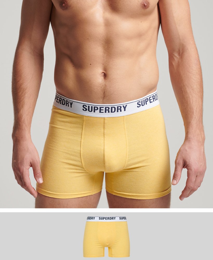 cuecas boxer de algodão orgânico pacote individual na cor amarelo náutico mesclado.