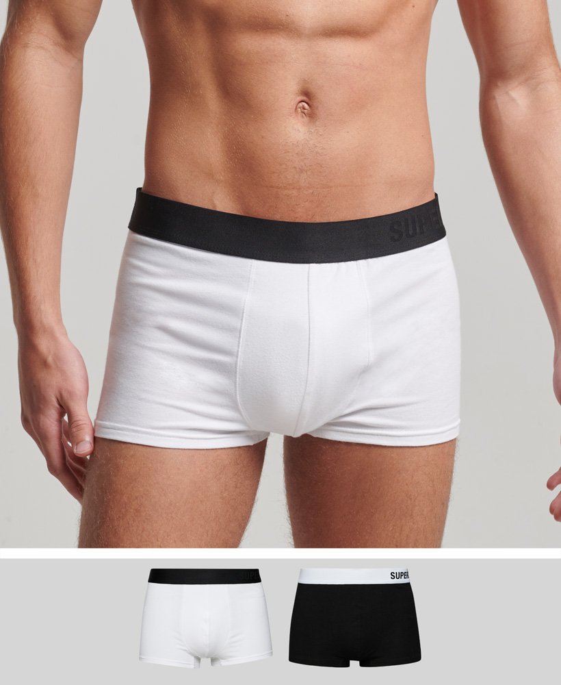 conjunto duplo de sunga offset em algodão orgânico nas cores pretobranco