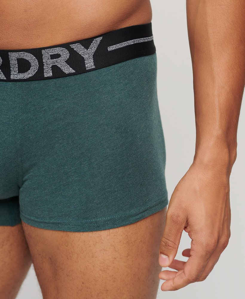 conjunto triplo de baús em algodão orgânico nas cores azul Índigo escuro mescladoverde buck mescladovermelho hike mesclado