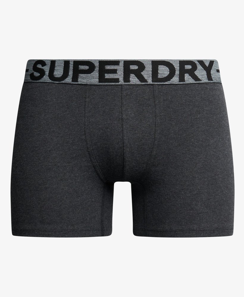 pacote com três cuecas boxer de algodão orgânico na cor raven black mescla.